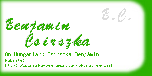 benjamin csirszka business card